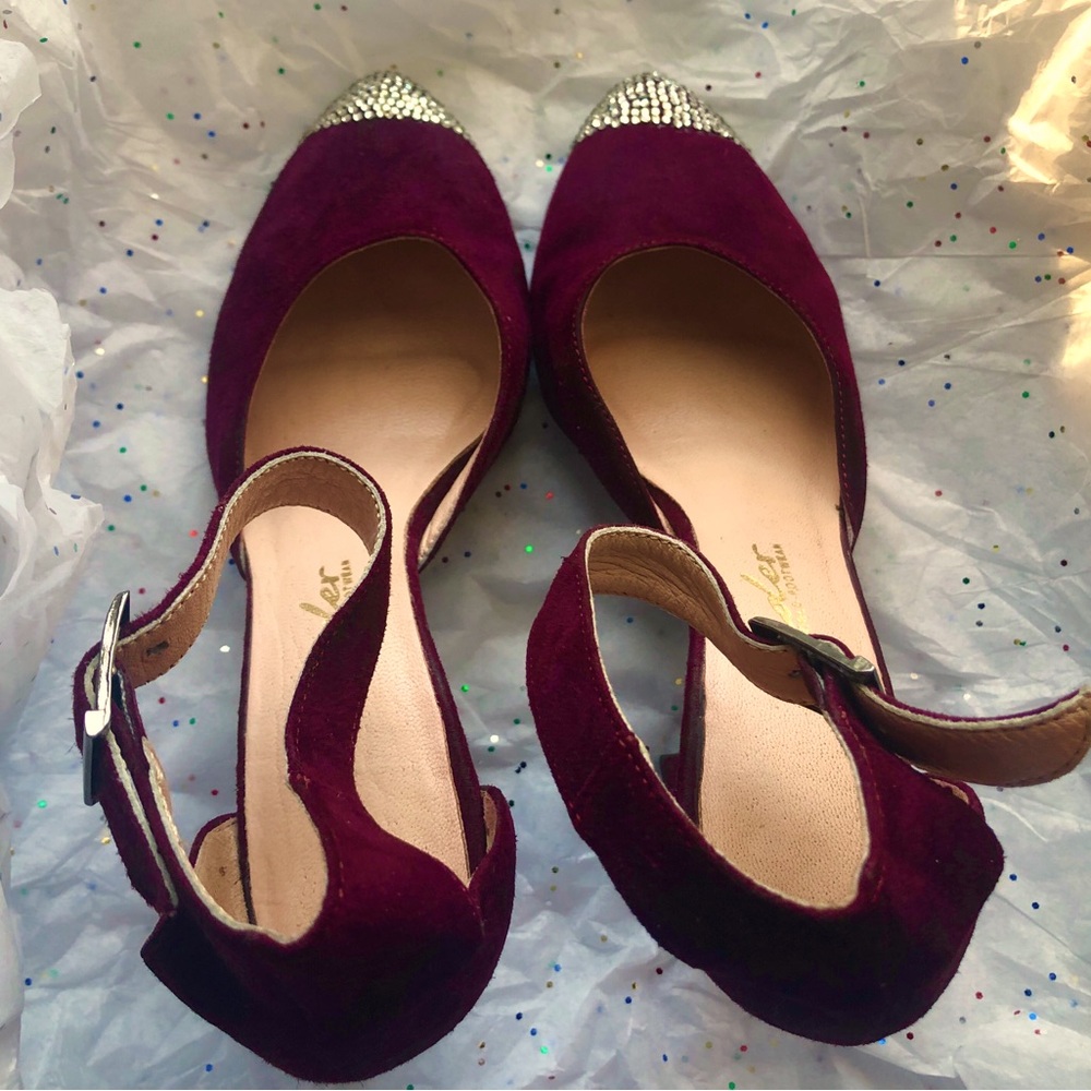 Genuine Suede Designer Shoes with Rhinestones